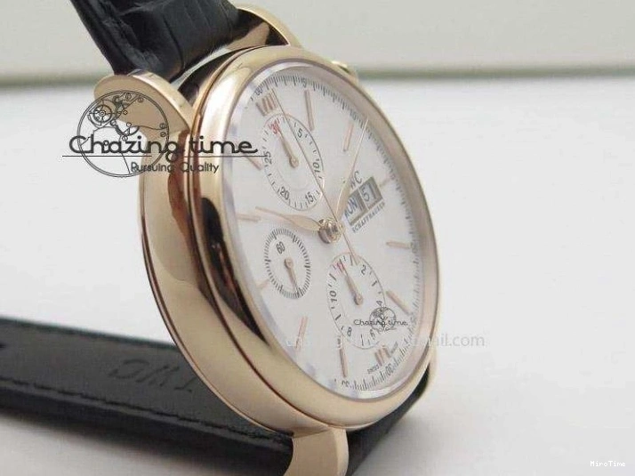 MIROTIME 1103 Portofino Chrono RG White Dial on Black Leather Strap A Vibrant 7385